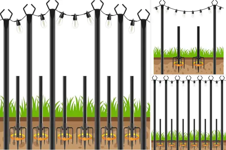 Detailed view of Best Adjustable String Light Poles With Hooks