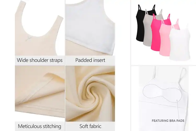 Detailed view of Best Discreet Padding Training Camisoles For Teens