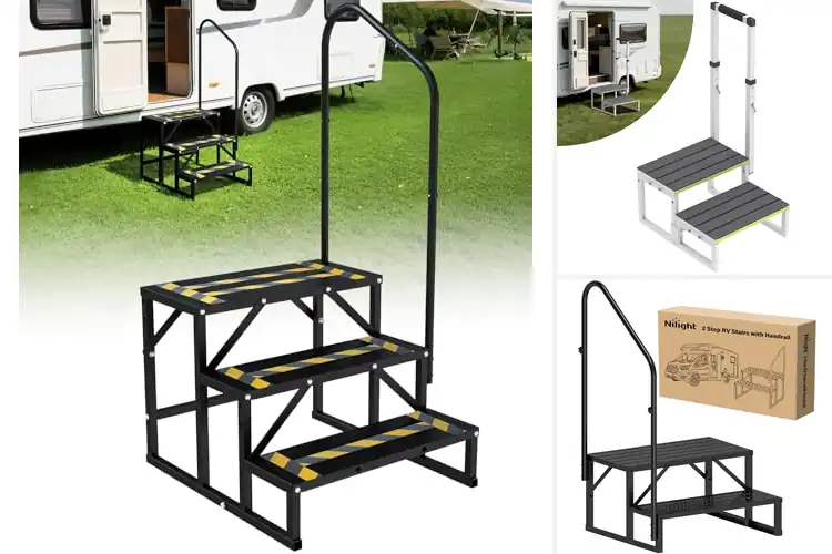 Detailed view of Best RV Steps With Handrails