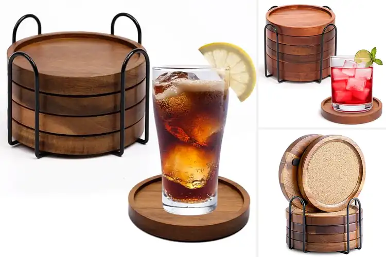 Detailed view of Best Wood Coaster Sets